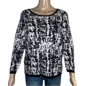 Vince Camuto black and white pixel print sweater